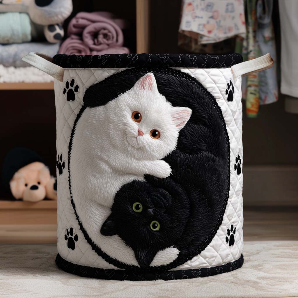 Yin Yang Cats Laundry Basket Laundry Gifts, Housewarming Gift Ideas, Mother's Day Gifts