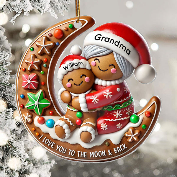 Custom Gingerbread Grandma & Grandchild Acrylic Ornament, Christmas Gift For Family Member