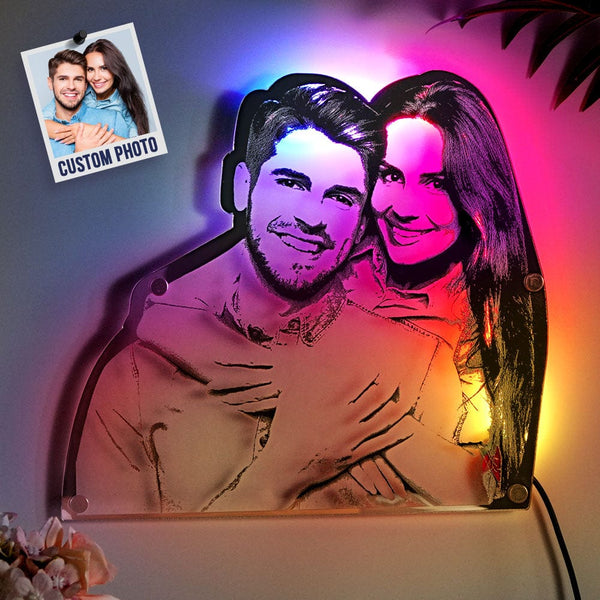 Personalized Portrait Acrylic Light Wall Decor, Valentine Gift For Couple