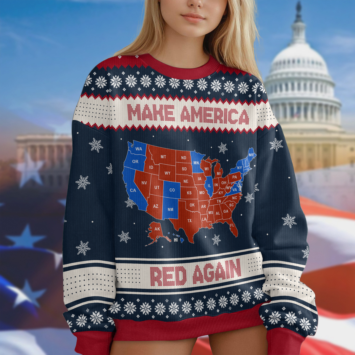 Make America Red Again Trump2024 Christmas Ugly Sweaters, Funny Political Shirt