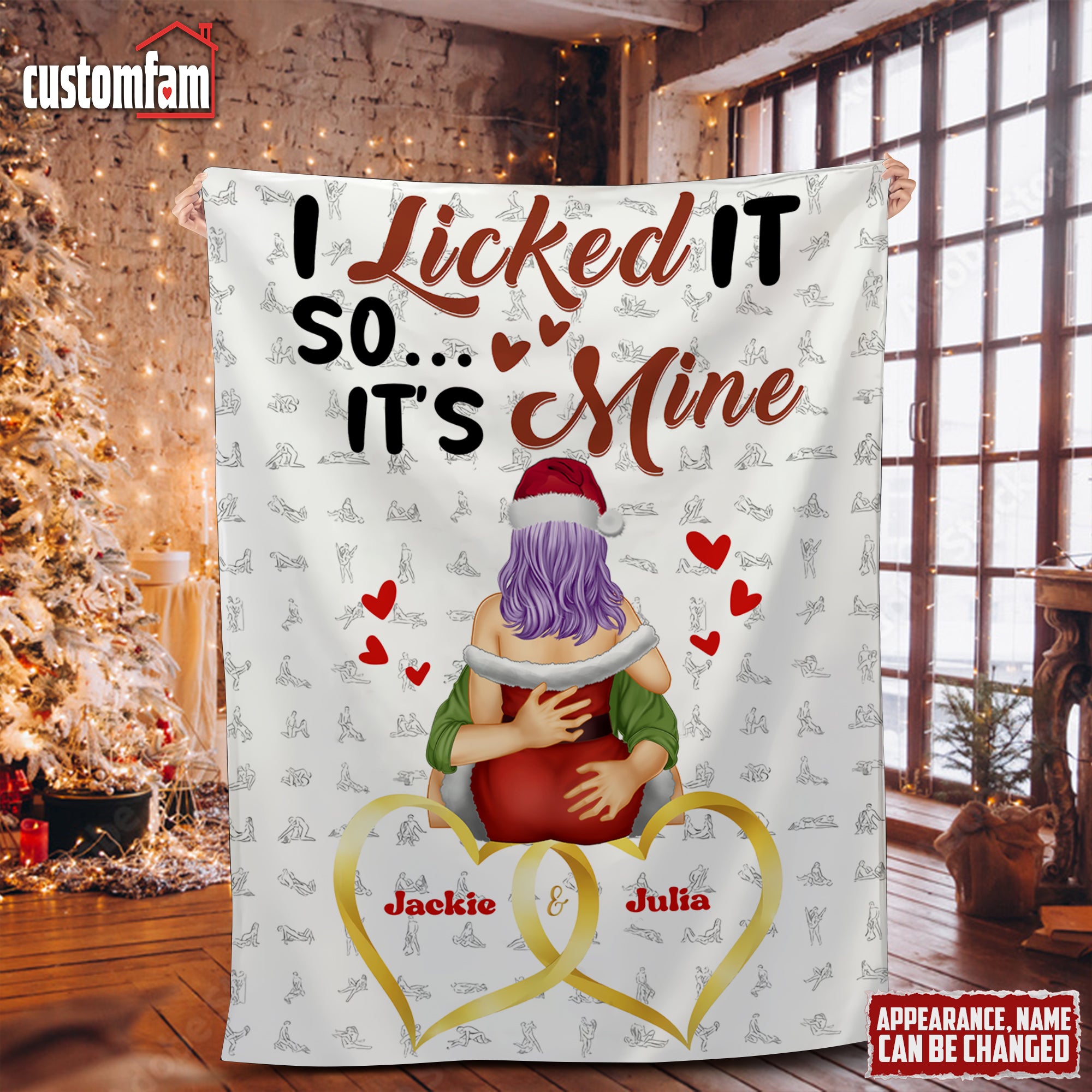 I Licked It So It's Mine Personalized Naughty Couple Woven Blanket, Fleece Blanket, Gift For Couples