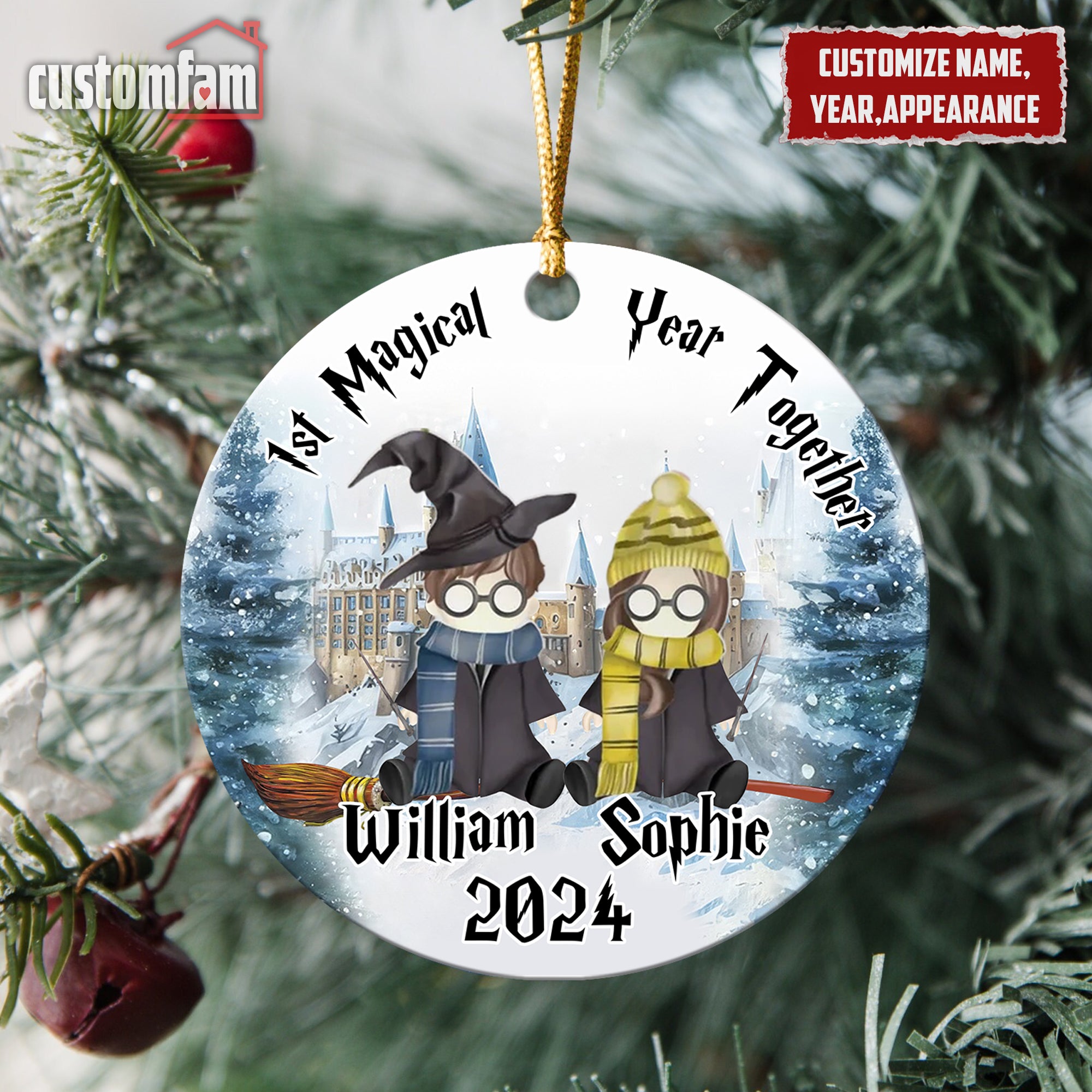 1st Magical Year Together Personalized Christmas Ornament, Gifts For Couples