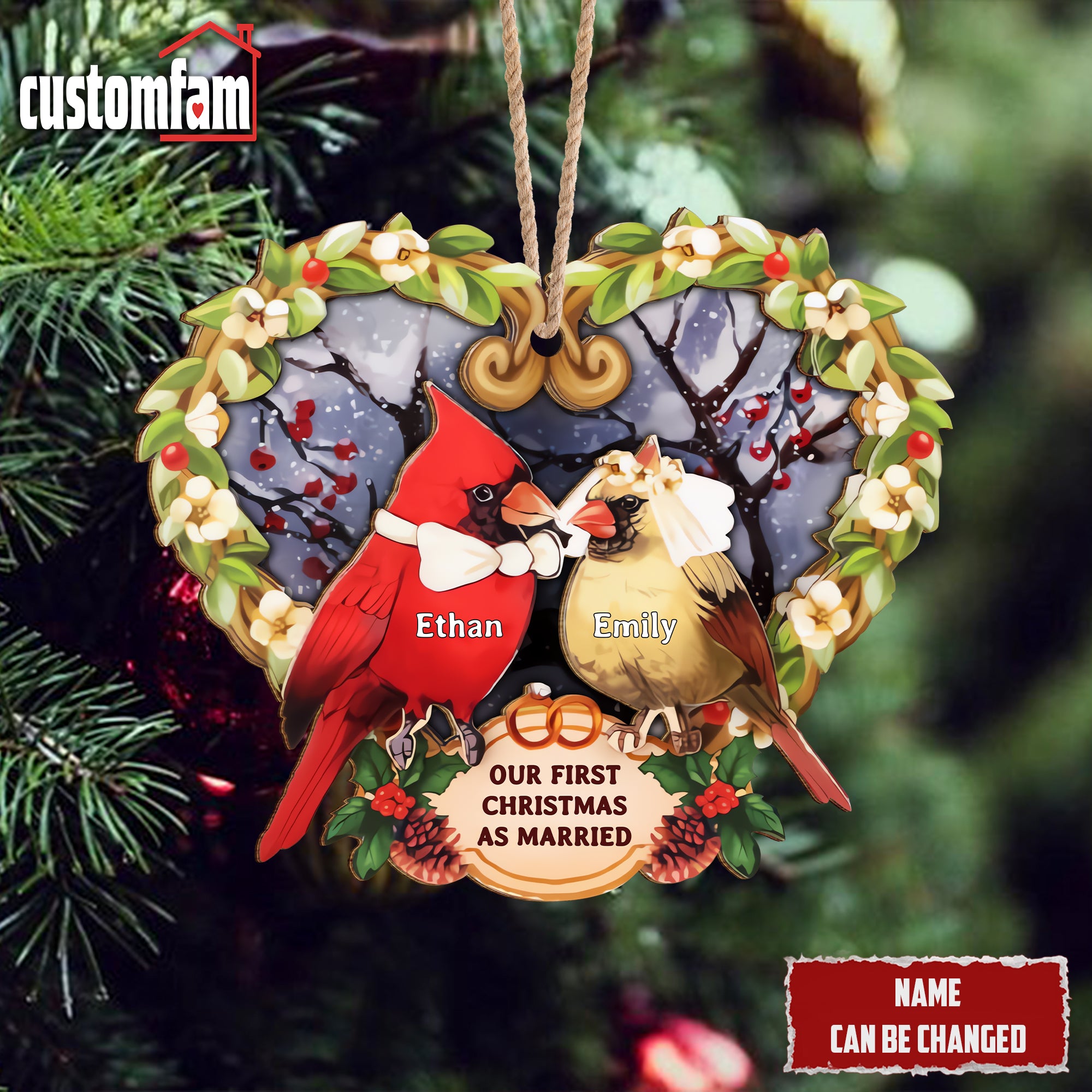 Our First Christmas As Married 2-Layered Wooden Personalized Christmas Ornaments