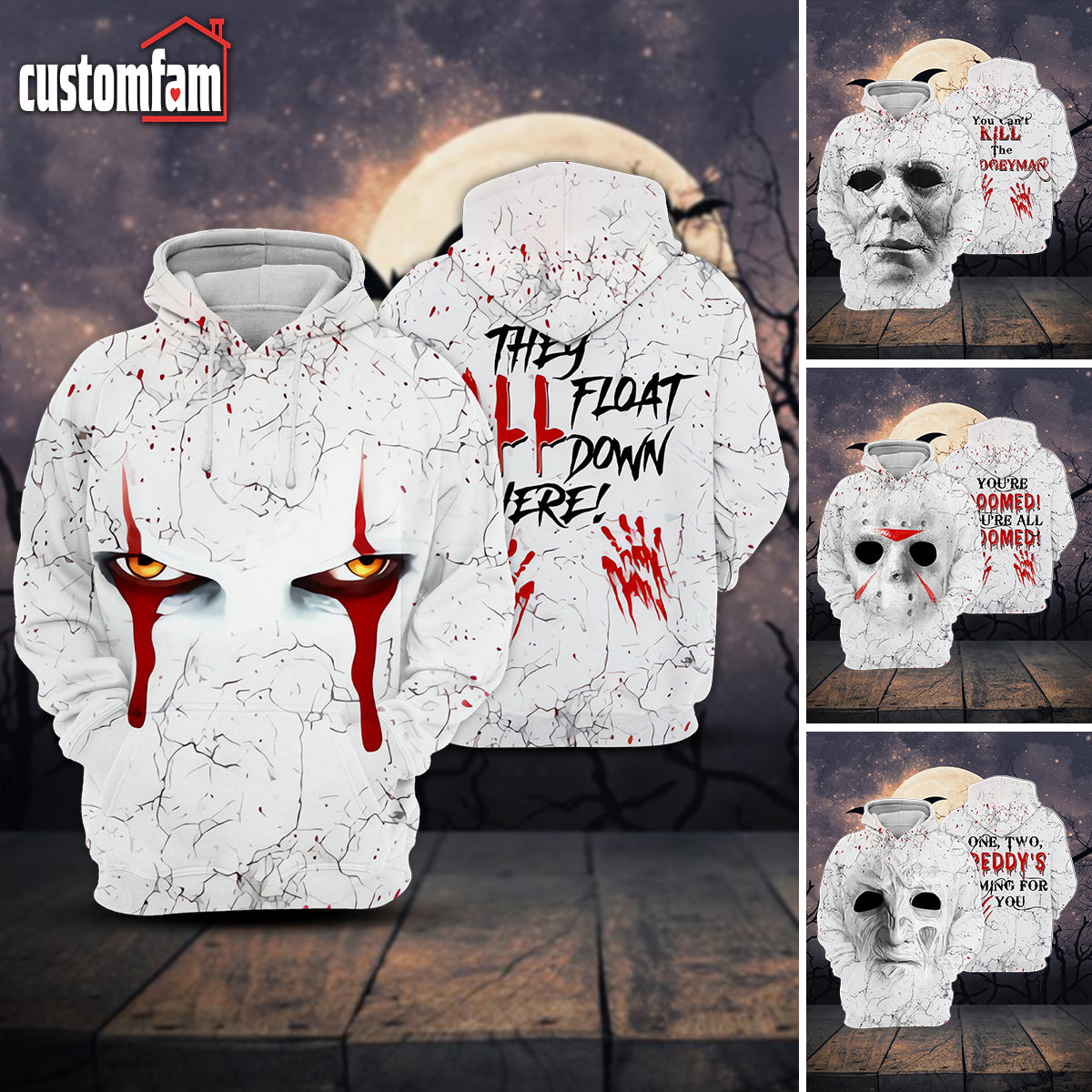 You Can't Kill The Boogeyman Horror Movie Hoodie Shirt, Blood Spatter Pattern, Halloween Gift