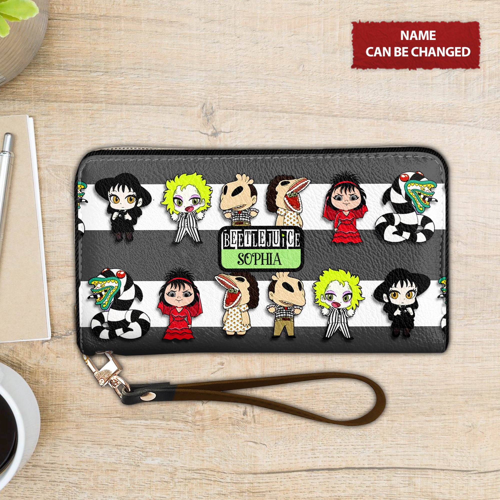 Funny Horror Characters Custom Leather Purse, Halloween Gift