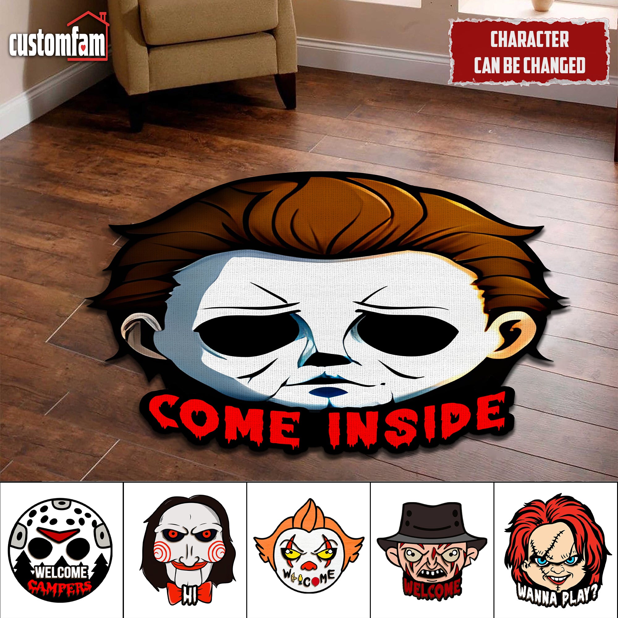 Come Inside Personalized Horror Movie Rug, Horror Movie Gifts, Halloween Room Decor