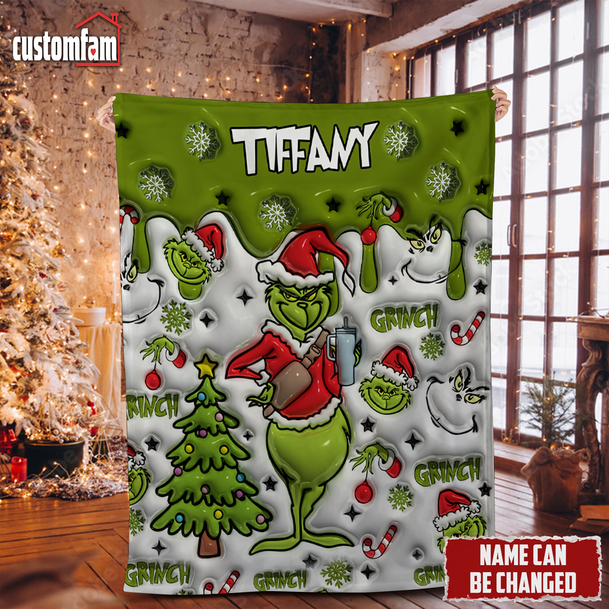 Personalized 3D Grinch Christmas Blanket, Christmas Gifts