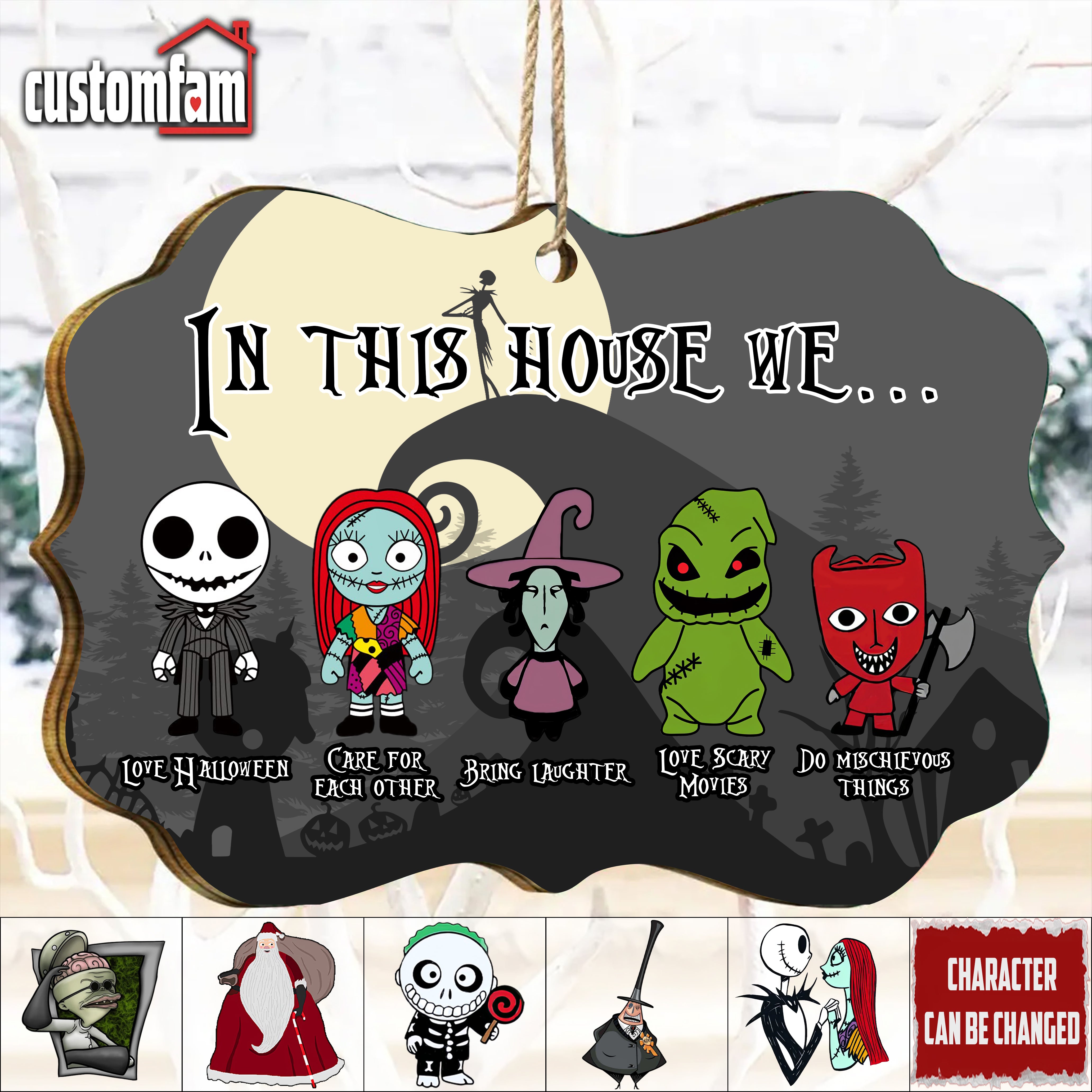 In This House We Personalized Christmas Ornament, Nightmare Before Christmas Decor