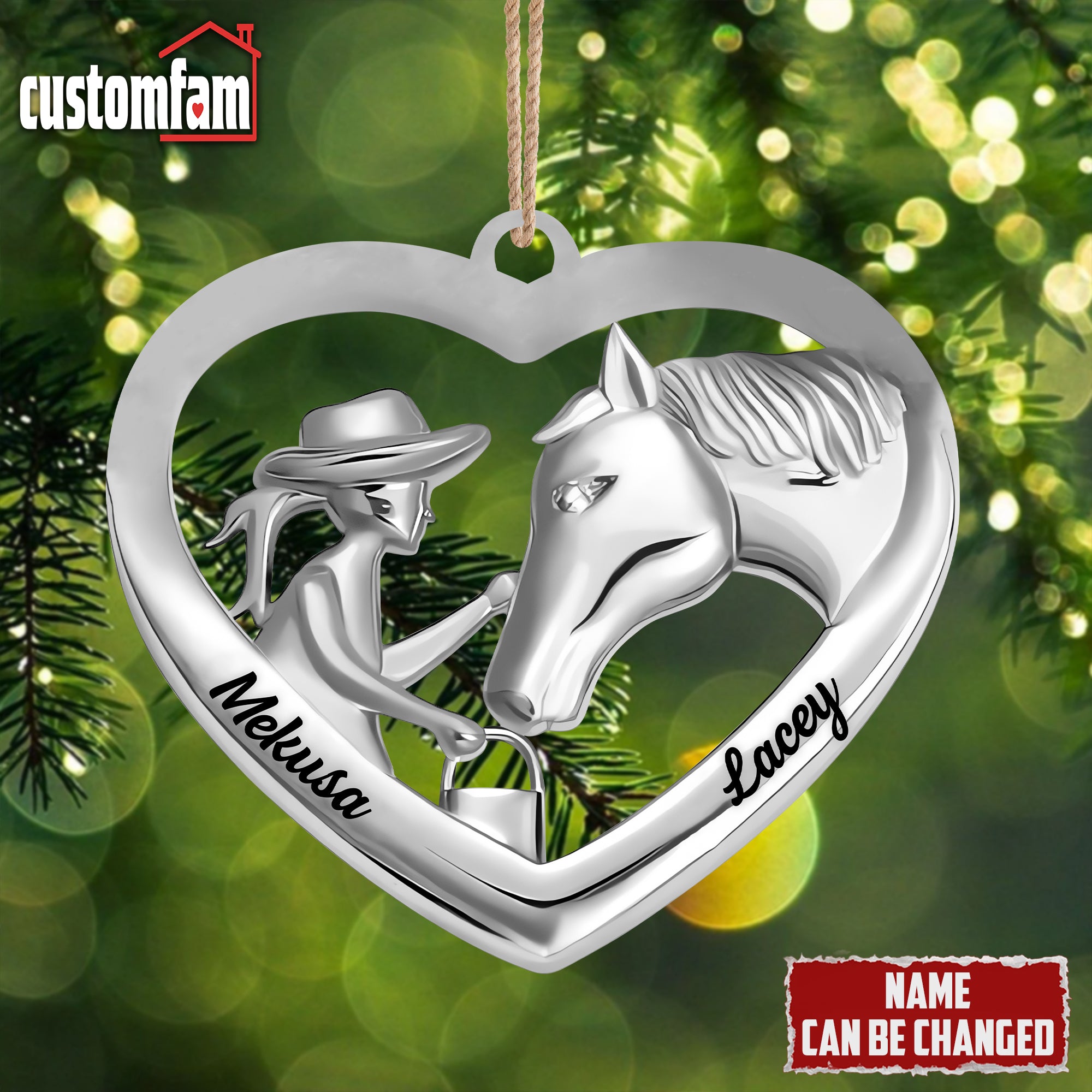 Personalized Girl and Horse Metal Ornament, Gift For Horse Lovers