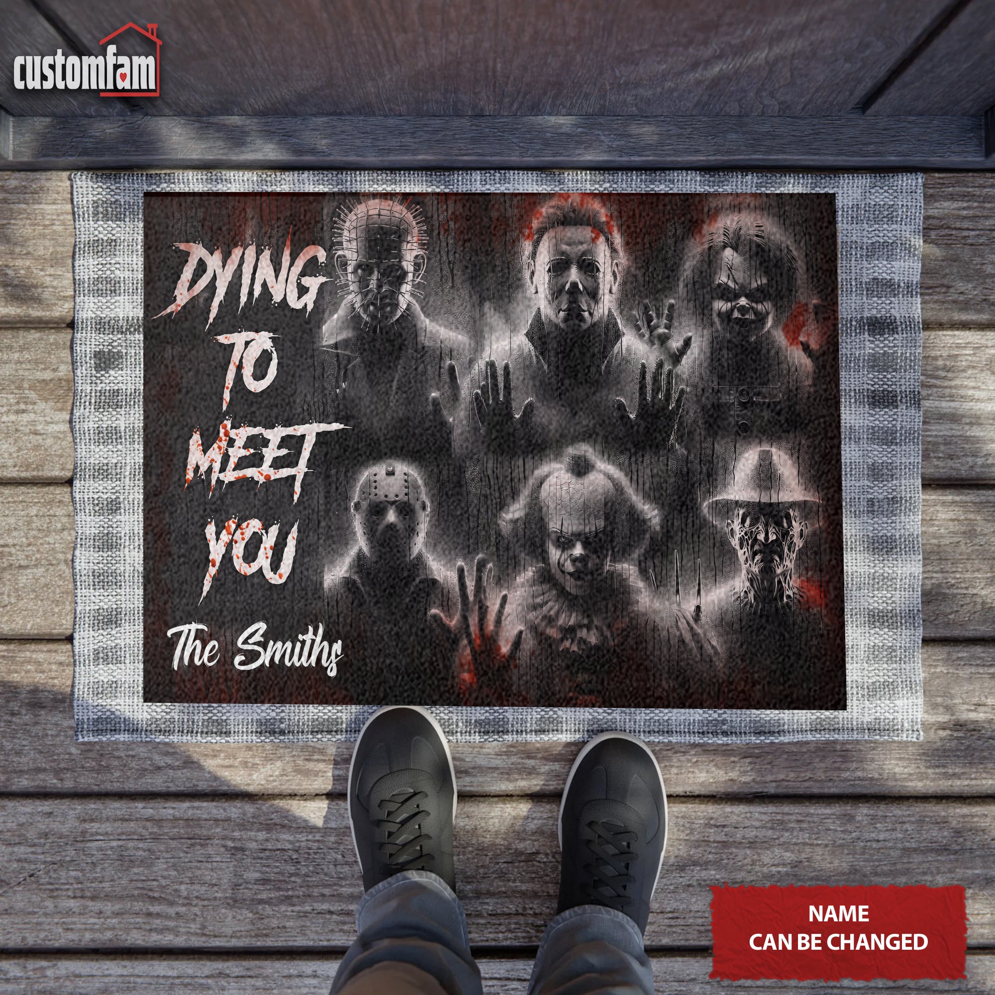 Dying To Meet You Custom Door Mats, Gift For Horror Movie Fan, Halloween Decor