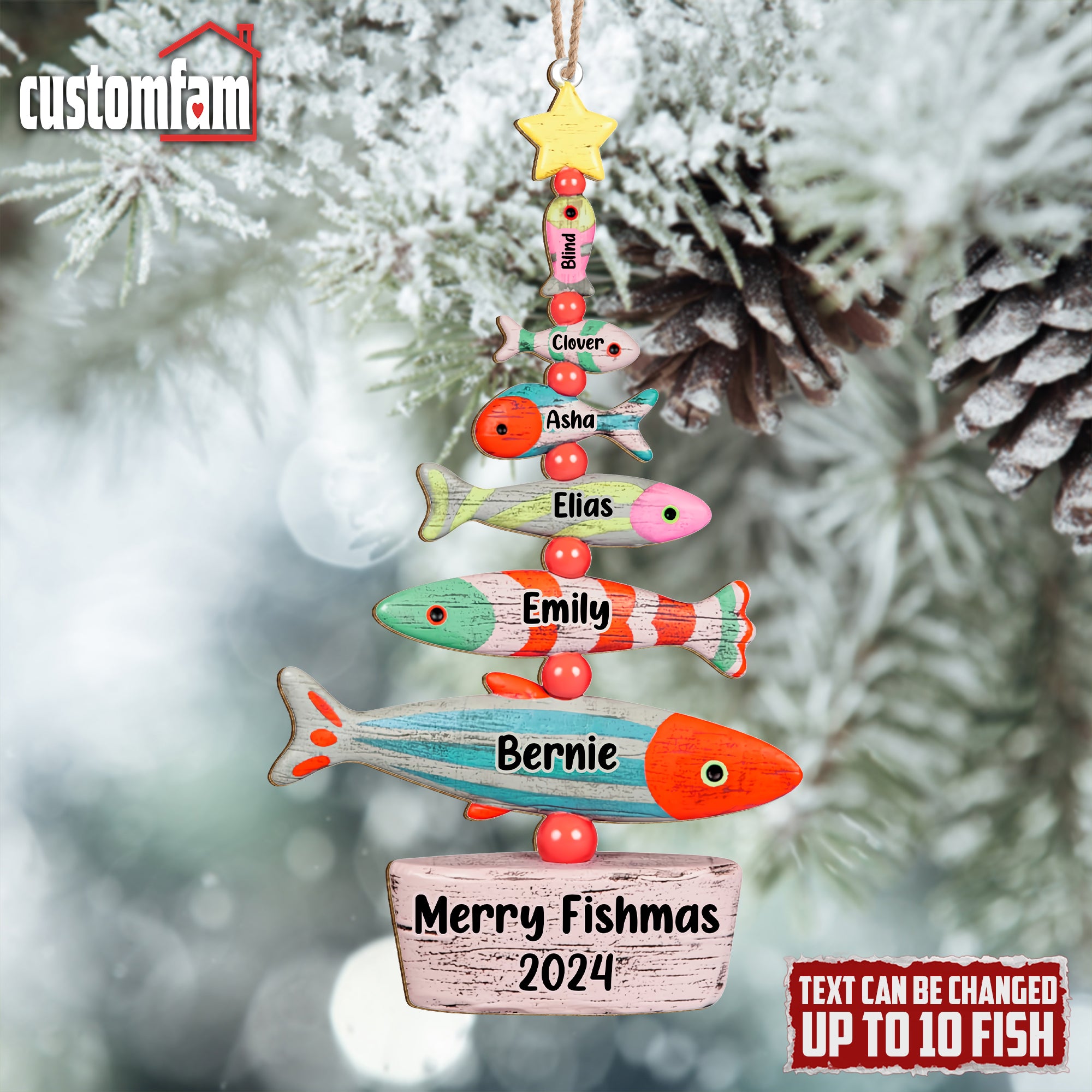 Merry Fishmas Christmas Ornaments, Personalized Christmas Gift