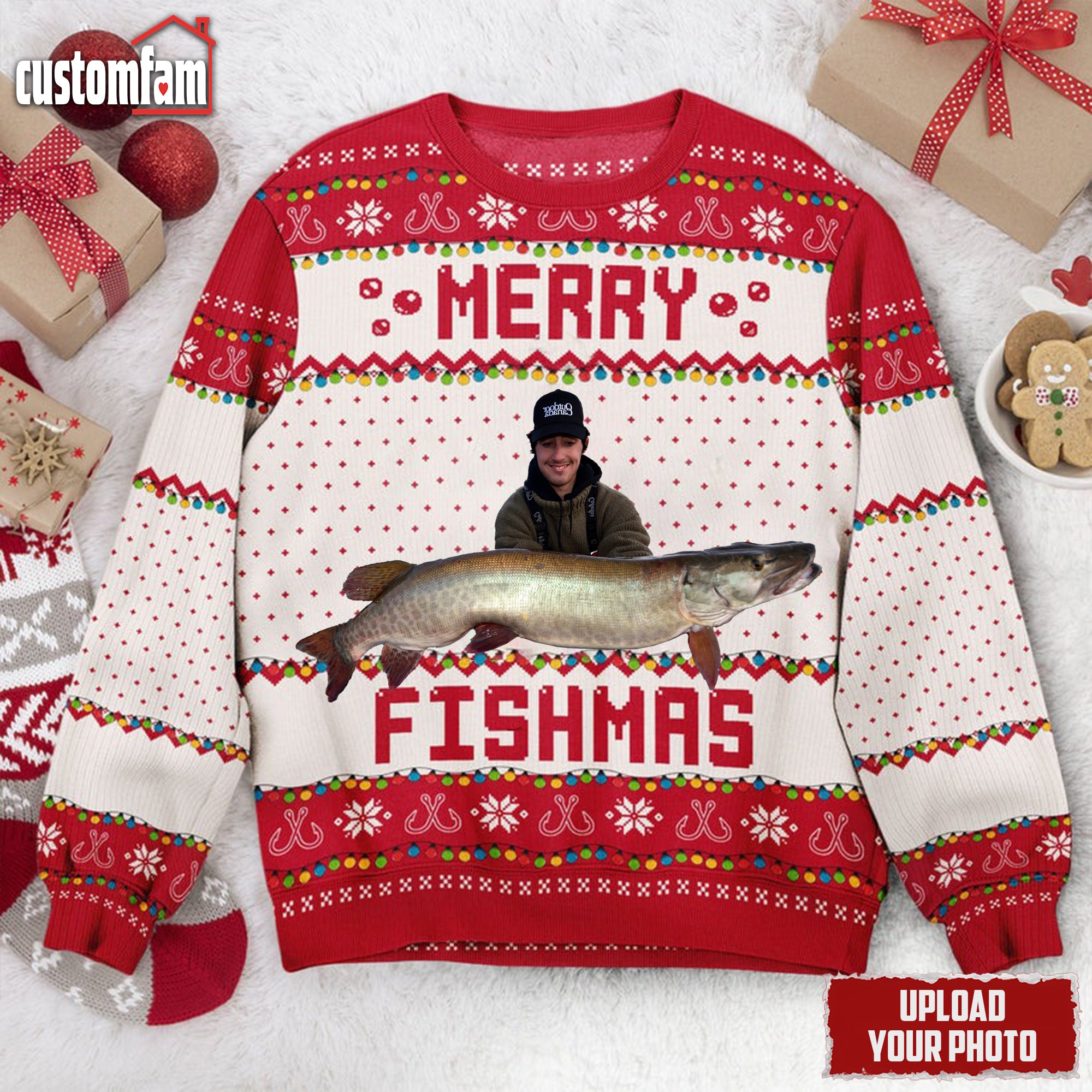 Merry Fishmas Custom Funny Ugly Christmas Sweater, Gifts For Fishing Lovers