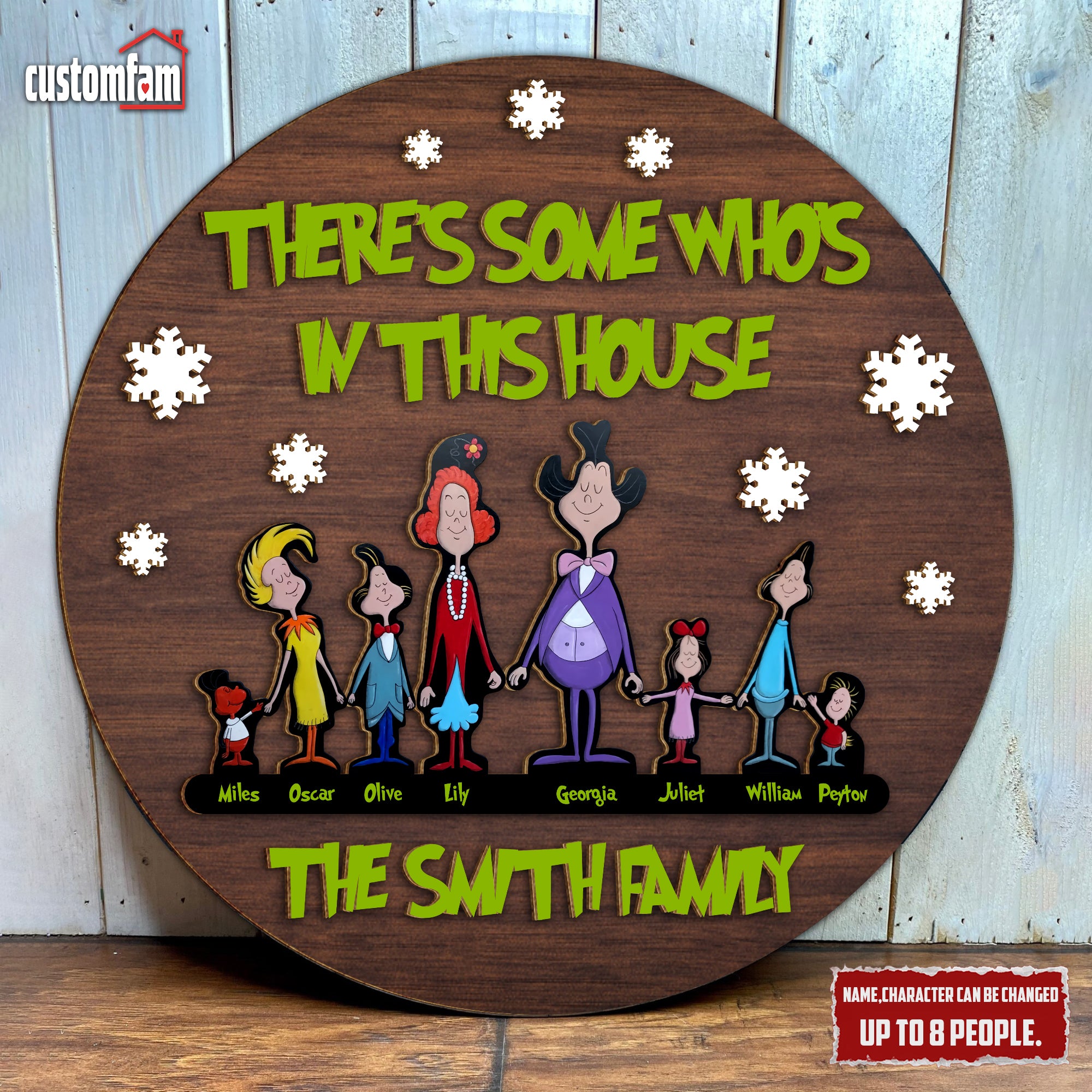 There's Some Whos In This House Personalized 2 Layered Christmas Wood Door Sign, Christmas Decor