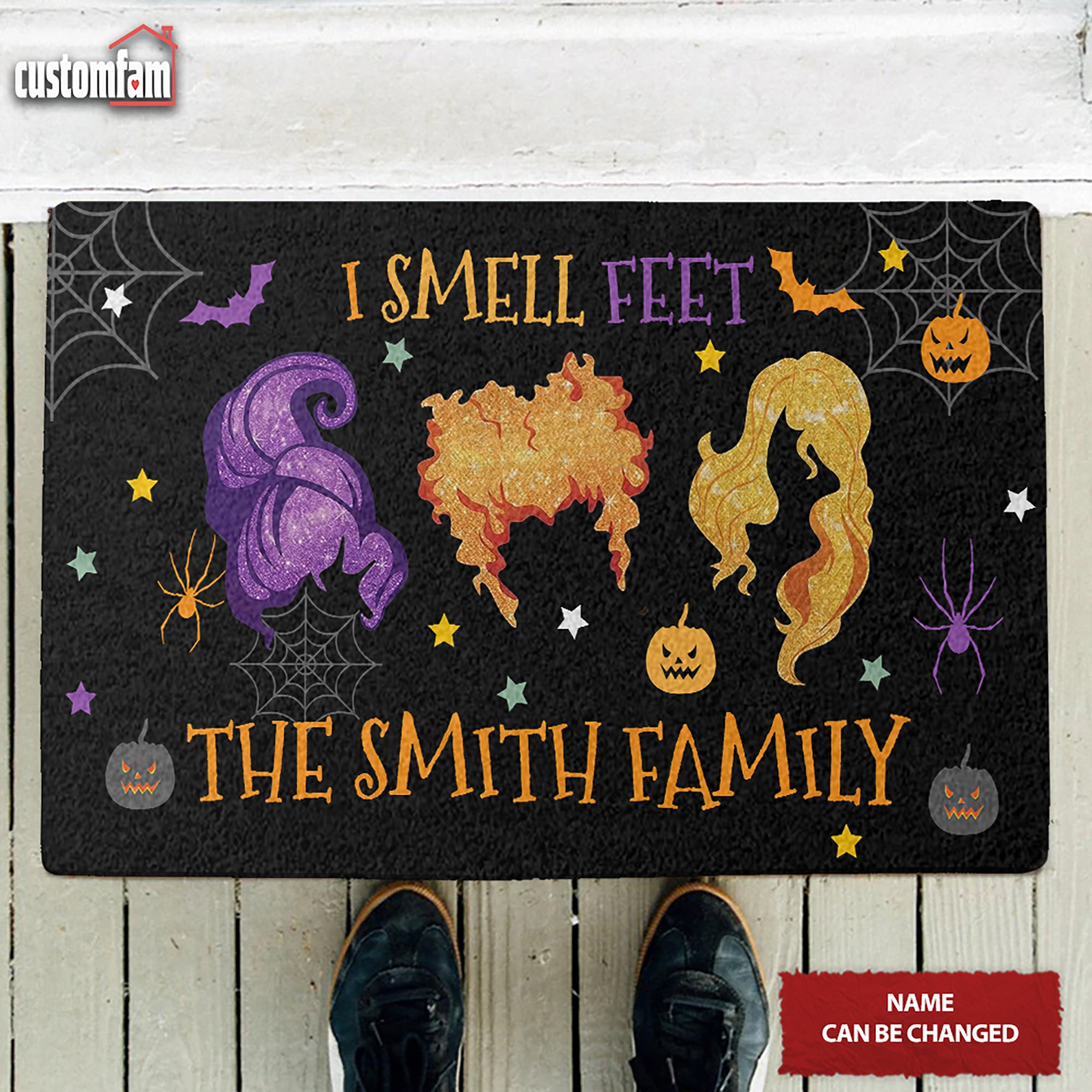 I Smell Feet Personalized Witches Doormat, Family Gift, Halloween Decor