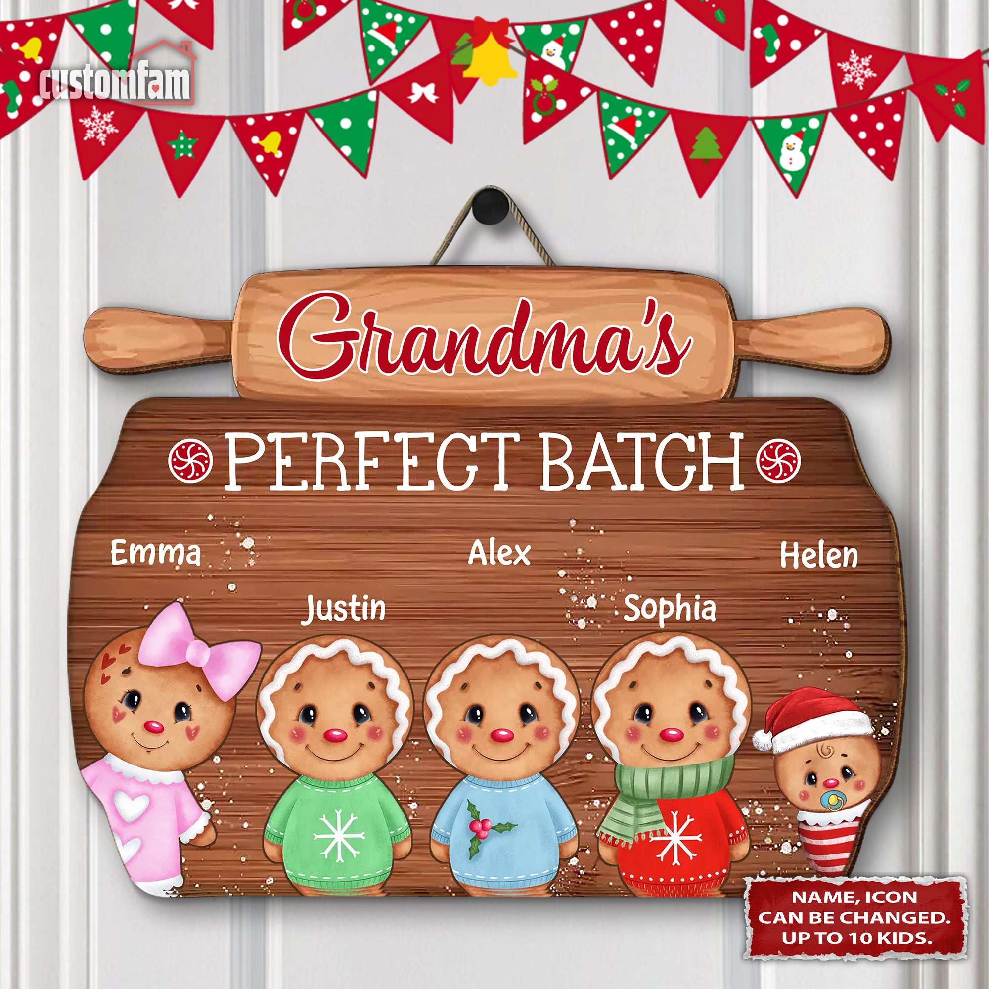 Grandma's Perfect Batch Personalized Wooden Christmas Sign, Family Gift