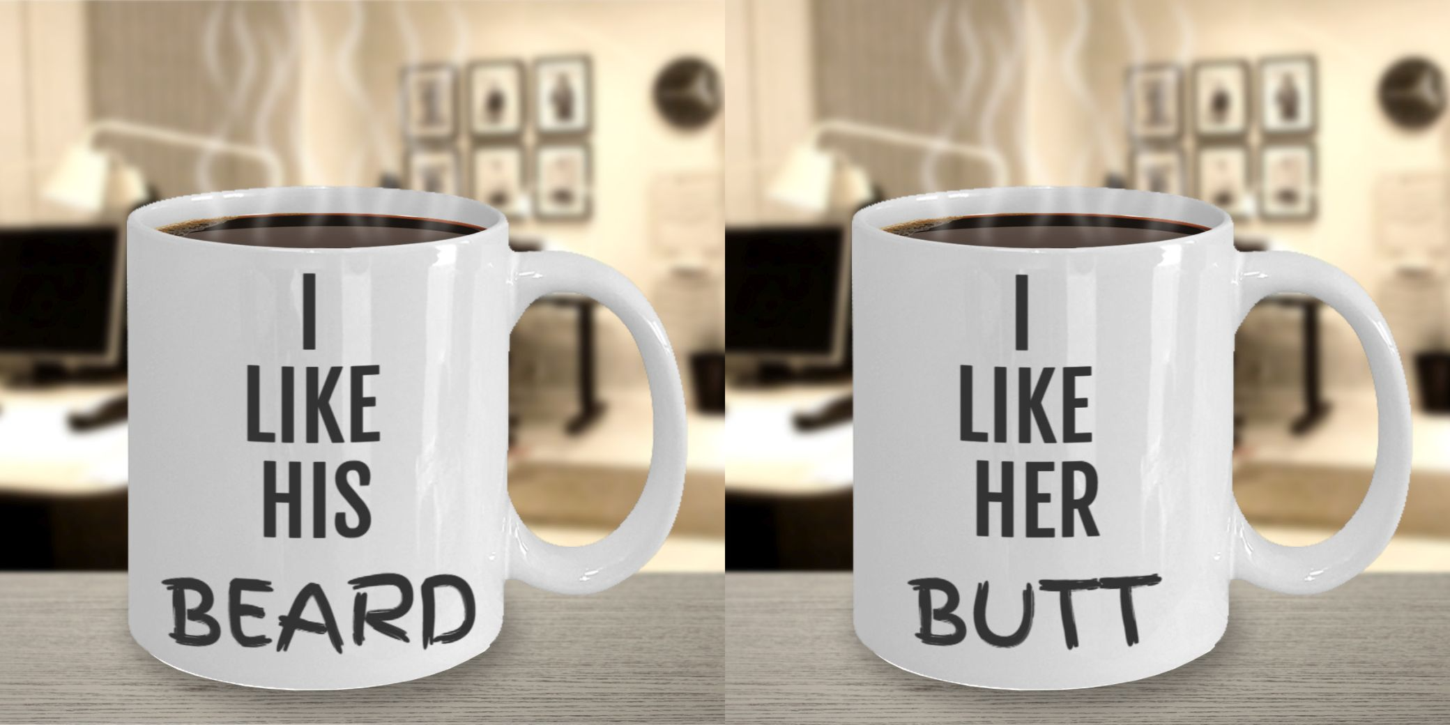 I Like His Beard I Like her Butt Coffee Mug, Personalized Couple Mug, Valentine Gift For Her