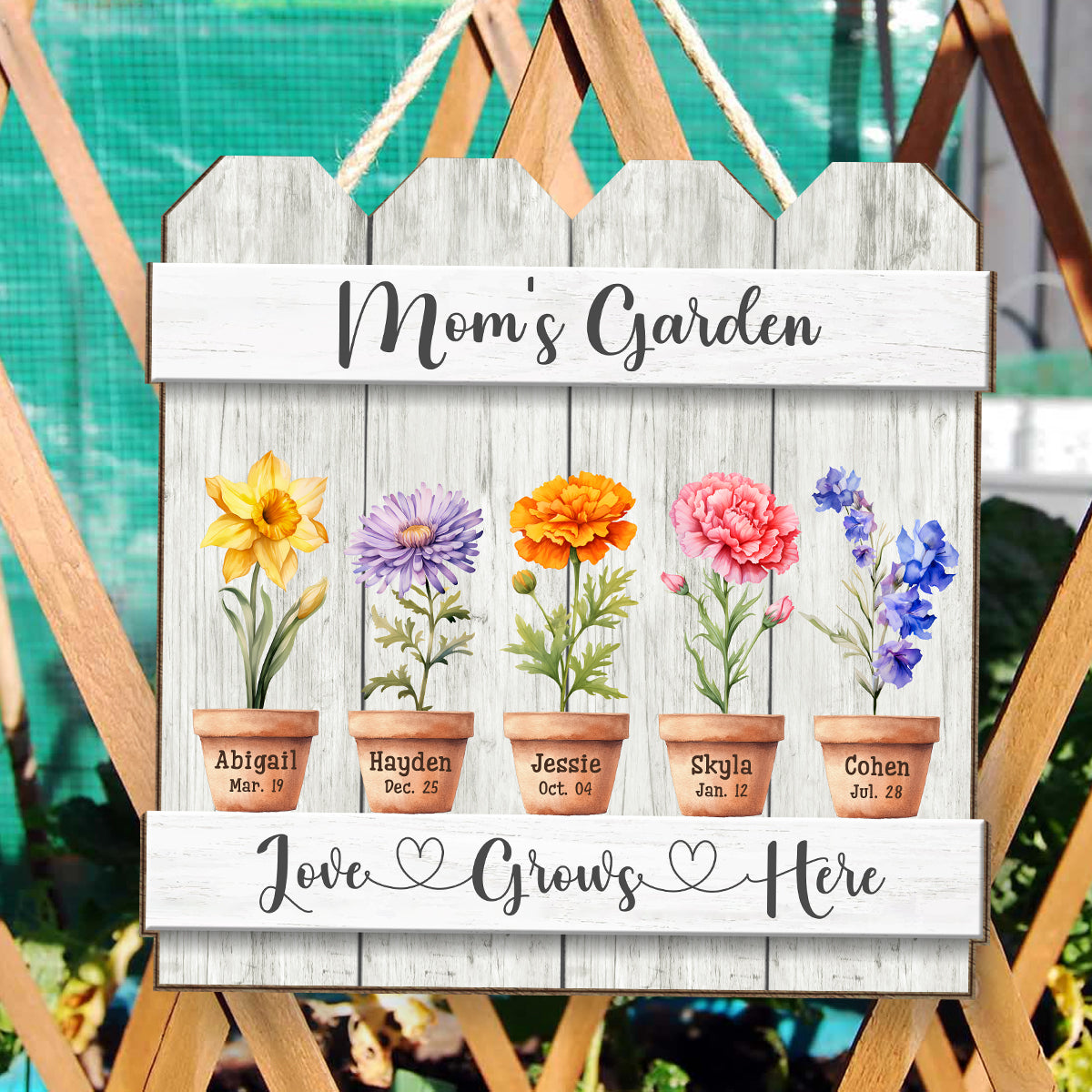 Mom's Garden Personalized Wooden Sign, Mothers Day Gift, Gift For Mom