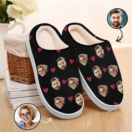 Custom Face Couple Slippers, Personalized Valentine Gift For Couple, Couple Face Slippers, Custom Photo Slippers, Valentine's Day Gift