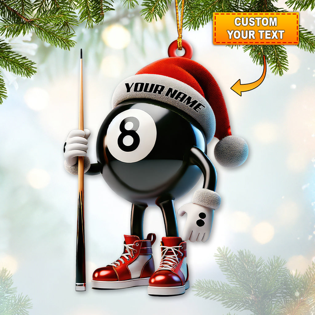 Billiard Ball, Personalize Billiard Ball With Santa Hat Ornament, Christmas Gift For Billiard Lovers