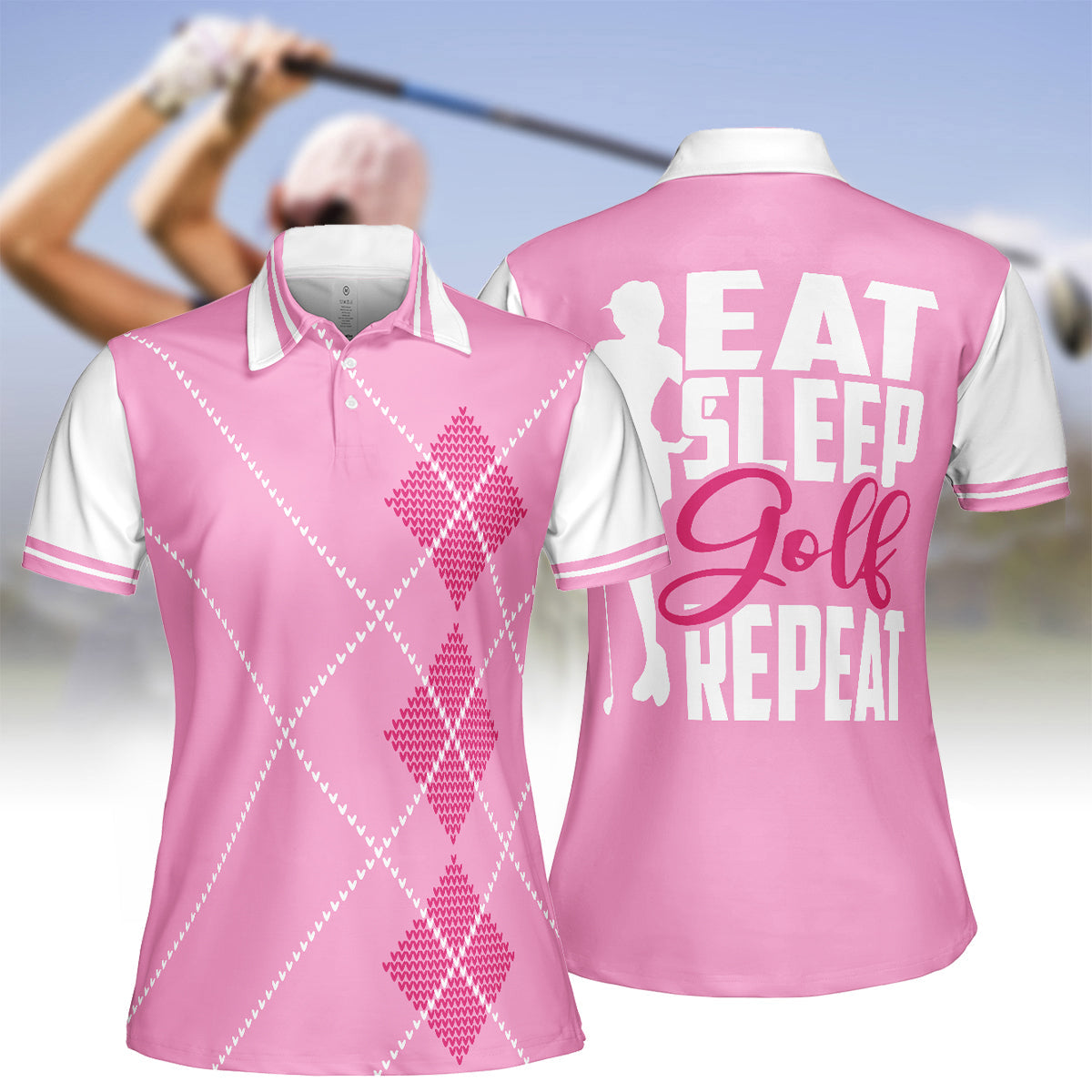 Eat Sleep Golf Repeat Funny Womens Golf Polo Shirt, Womens Golf Gifts
