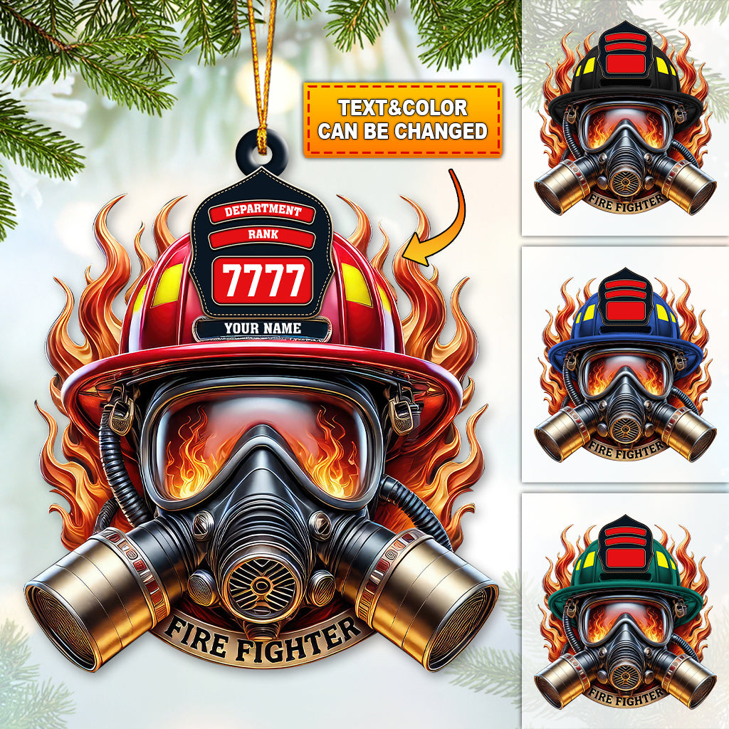 Custom Fire Fighter Mask Acrylic Ornament, Christmas Gift For Fire Fighter, Christmas Decor