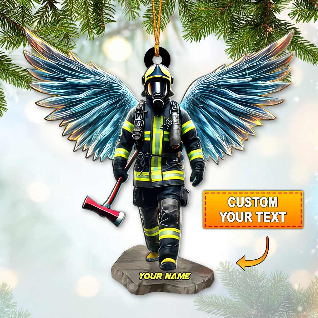 Personalized Fire Fighter Angel Acrylic Ornament, Christmas Gift For Fire Fighter, Christmas Decor