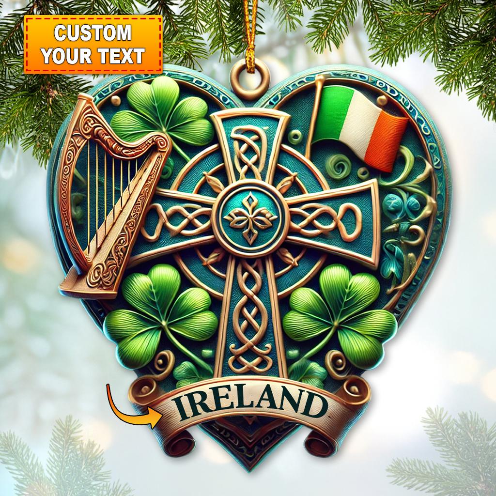 Ireland Ornament, Personalize Ireland Ornament, Christmas Gift For Ireland Lover