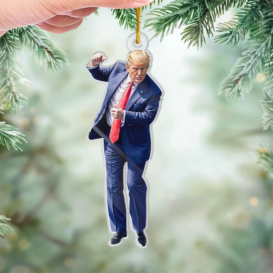 Trump2024 47th President Christmas Acrylic Ornament, Funny Christmas Ornament