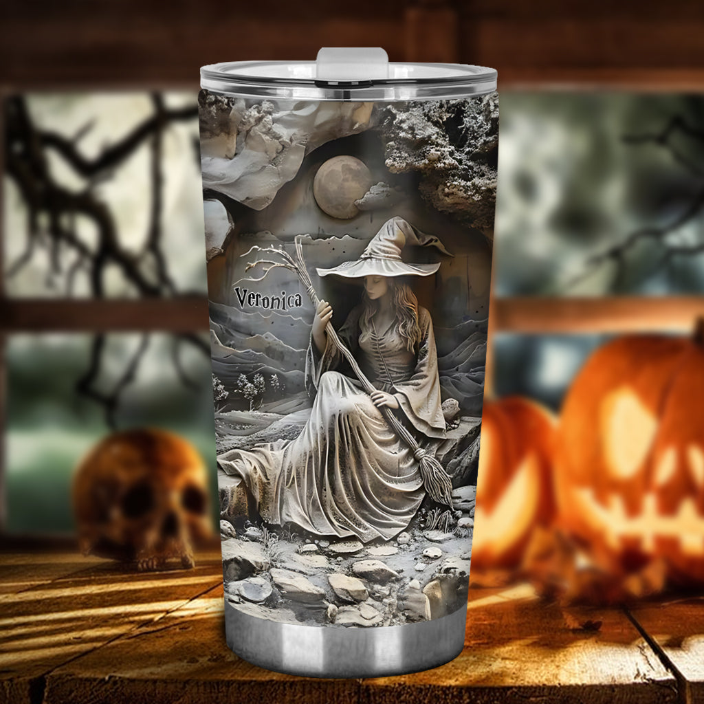 Beautiful Witch Custom Stainless Steel Tumblers, Halloween Gift For Her, Personalized Tumbler