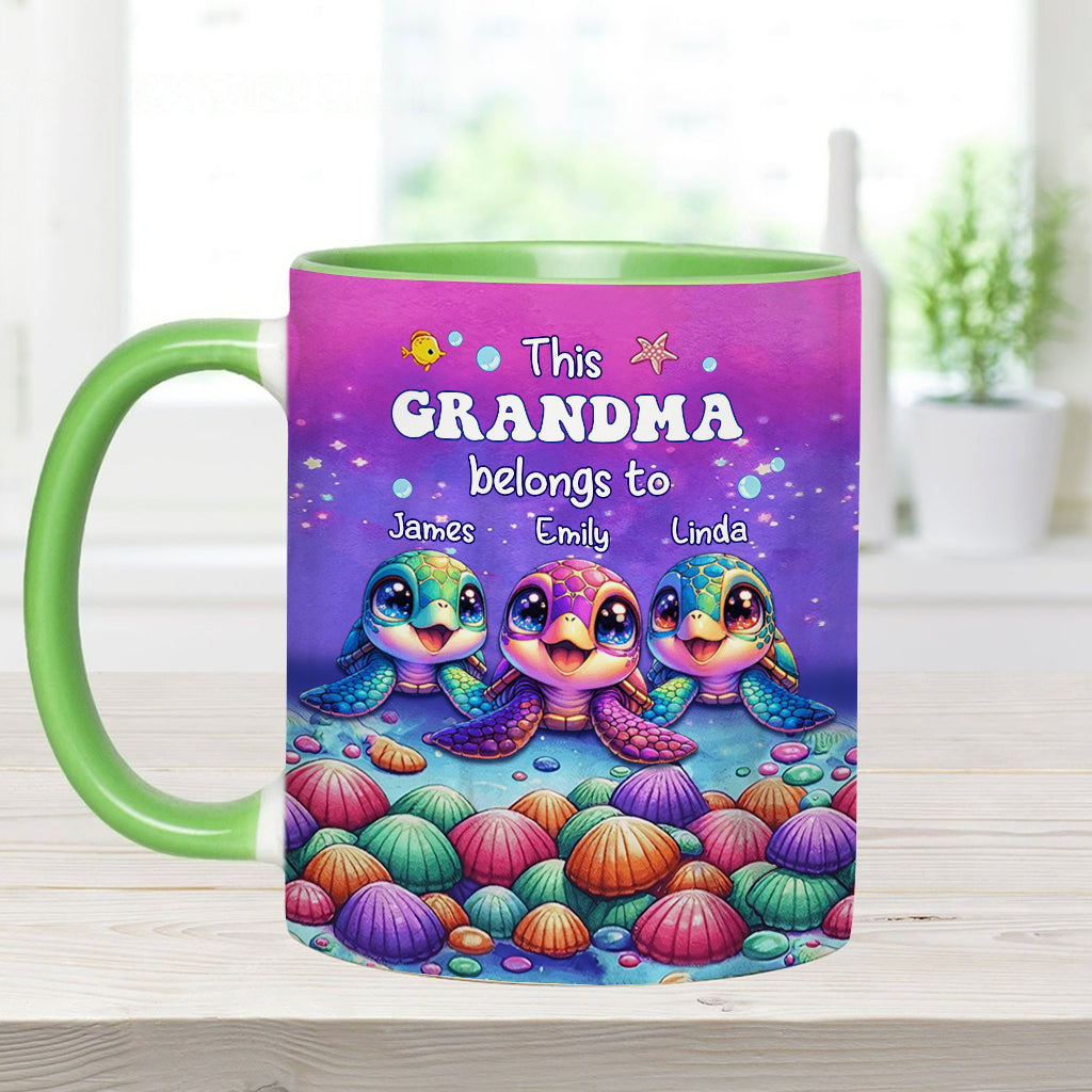 This Grandma Belongs To Personalized Accent Mug, Two Tone Coffee Mugs, Turtle Lover Gifts