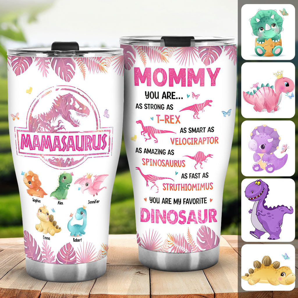 Mamasaurus You're My Favorite Dinosaur Personalized Stainless Steel Tumbler, Gift For Mom