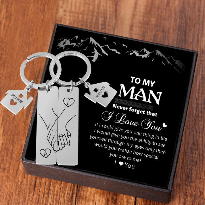 Personalized Holding Hands Couple Keychain, Matching Keychains, Valentine's Day Gifts