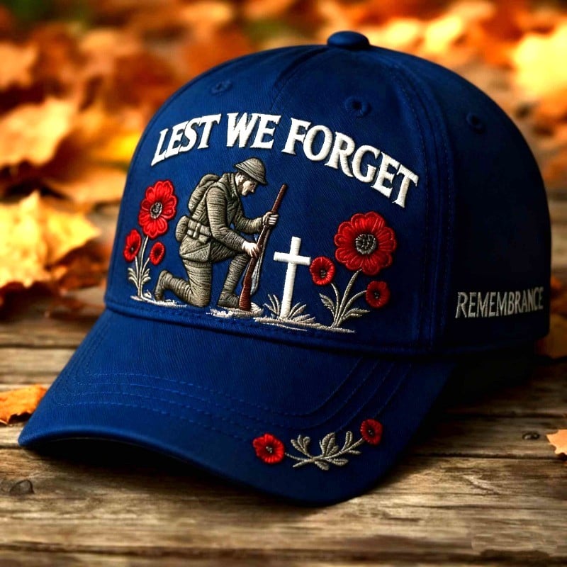 Lest We Forget Embroidery Cap, Memorial Classic Embroidered Caps, Veteran Cap