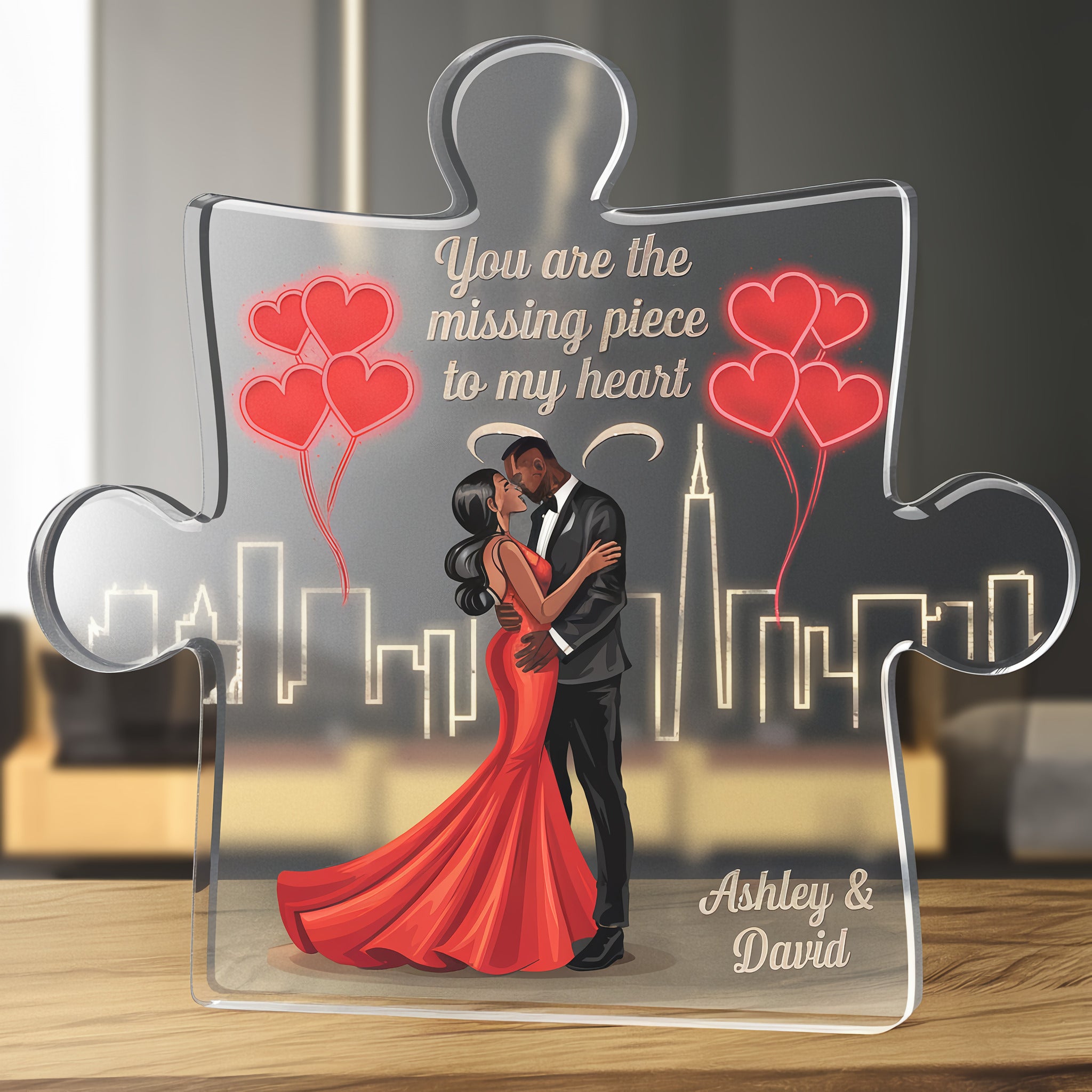 You Are The Missing Piece To My Heart Personalized Acrylic Plaque, Couple Valentine Gift