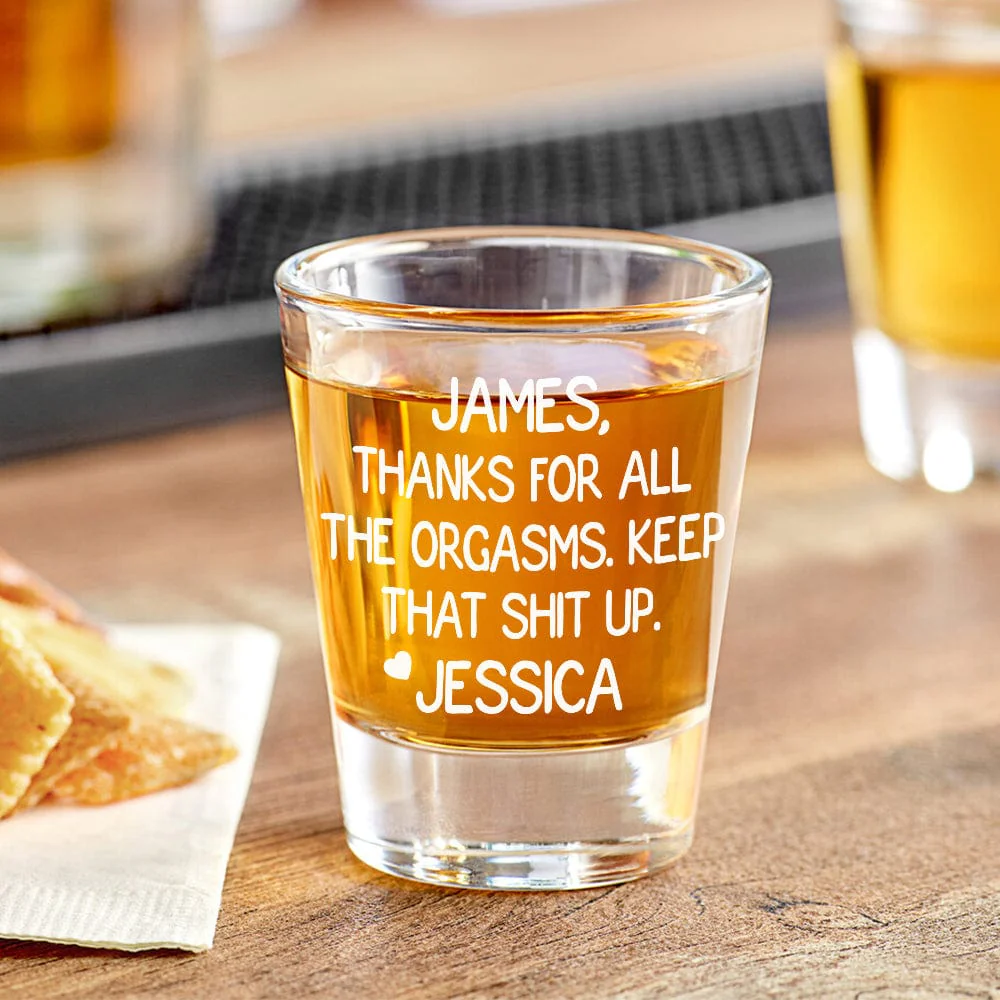 Thanks For All The Orgasms Whiskey Glass Short Glass, Wine Glass For Him, Couple Valentine Gift, Funny Glassware