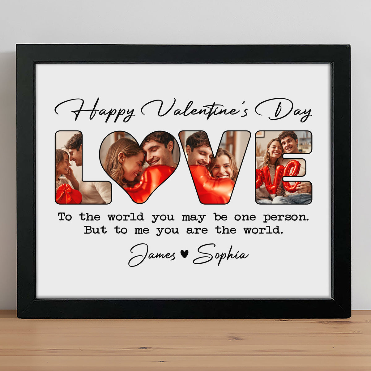 Custom Photo To Me You Are The World Wood Sign, Personalized Gifts For Couples, Valentine's Day Gift For Her