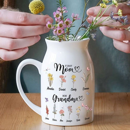 Happy Mother's Day Birth Month Flower Garden Vase Personalized Gift