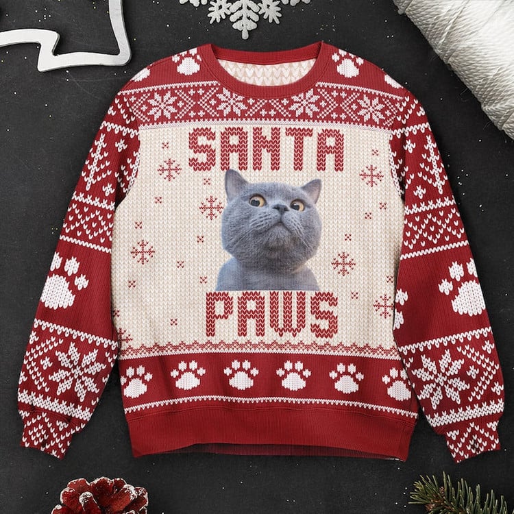 I Believe In Santa Paws Personalized Christmas Sweater, Unique Christmas Gift