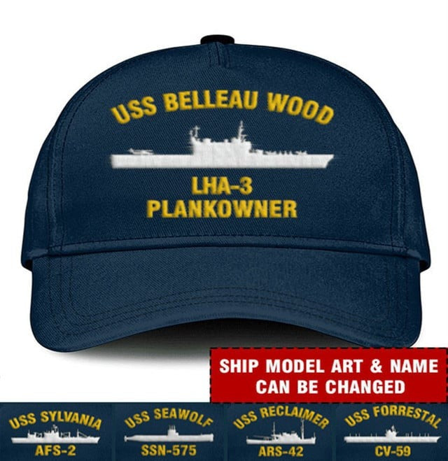 Personalized Embroidered US Navy Ships Baseball Cap, Veteran Retired Father's Day Gift