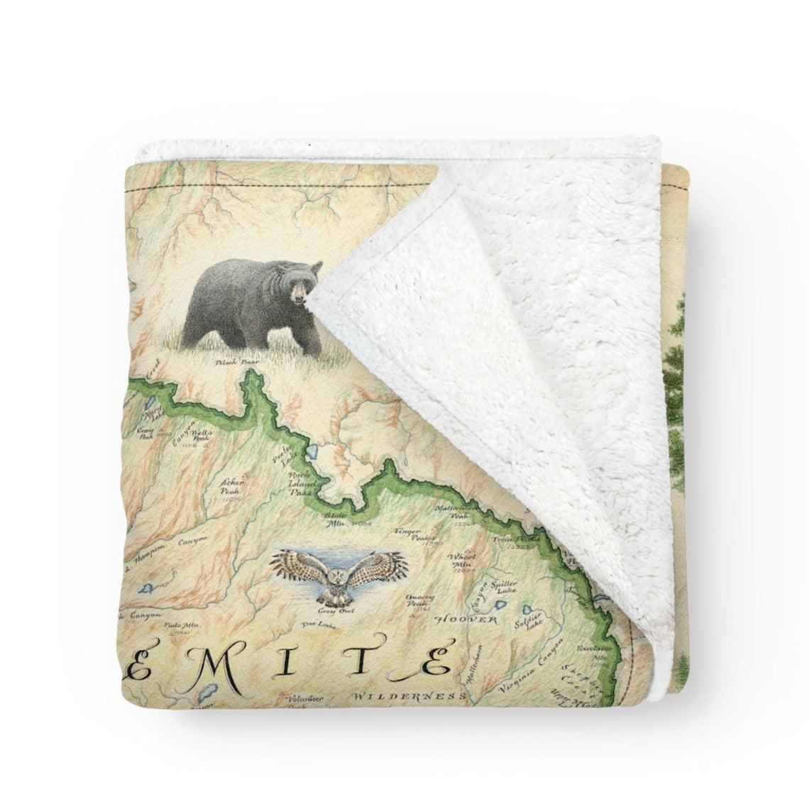 Yosemite National Park Map Blanket, Gift For Natural Lovers