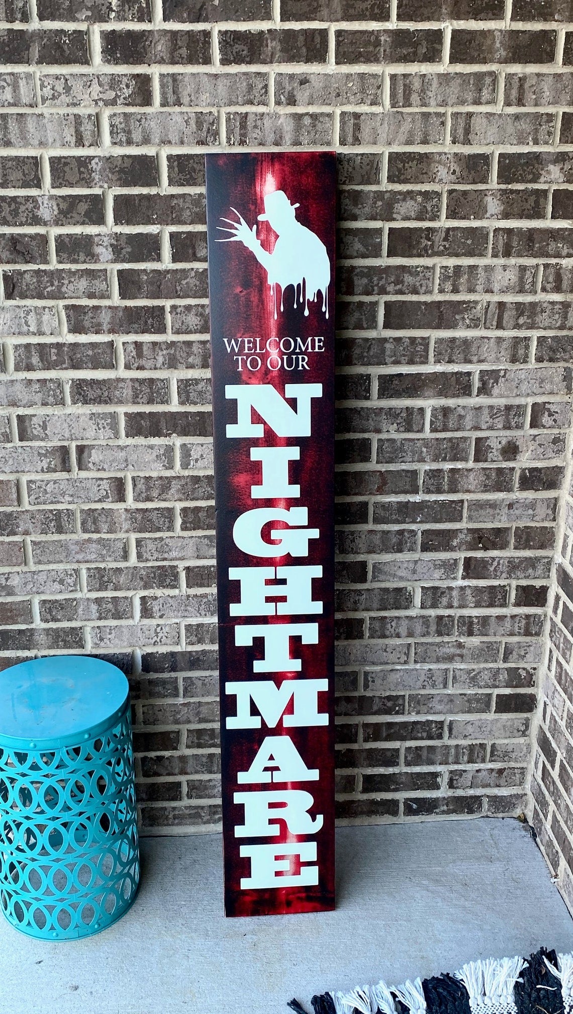 Welcome To Our Nightmare Front Porch Welcome Sign, Outdoor Halloween Decor