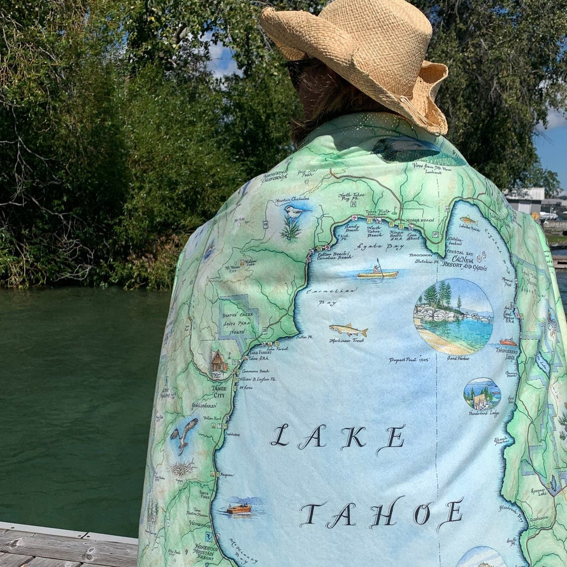 Lake Tahoe Map Fleece Blanket - Lake Tahoe Map Blanket - Lake Tahoe Blanket - Wanderlust Blanket - Lake Tahoe fashion Gift