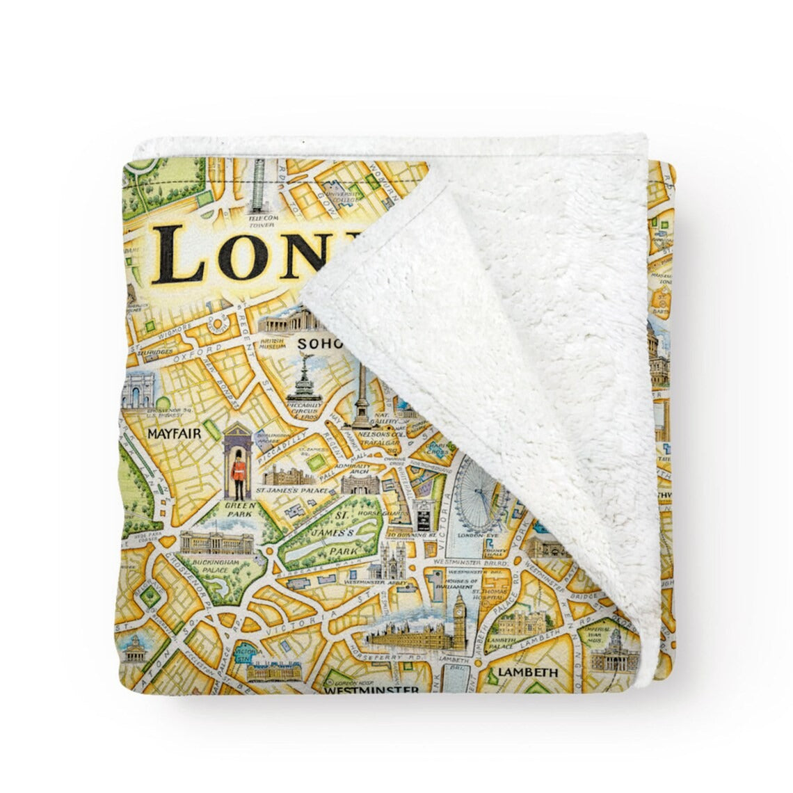 London Map Blanket, Gift For Travelers, Outdoor Gift