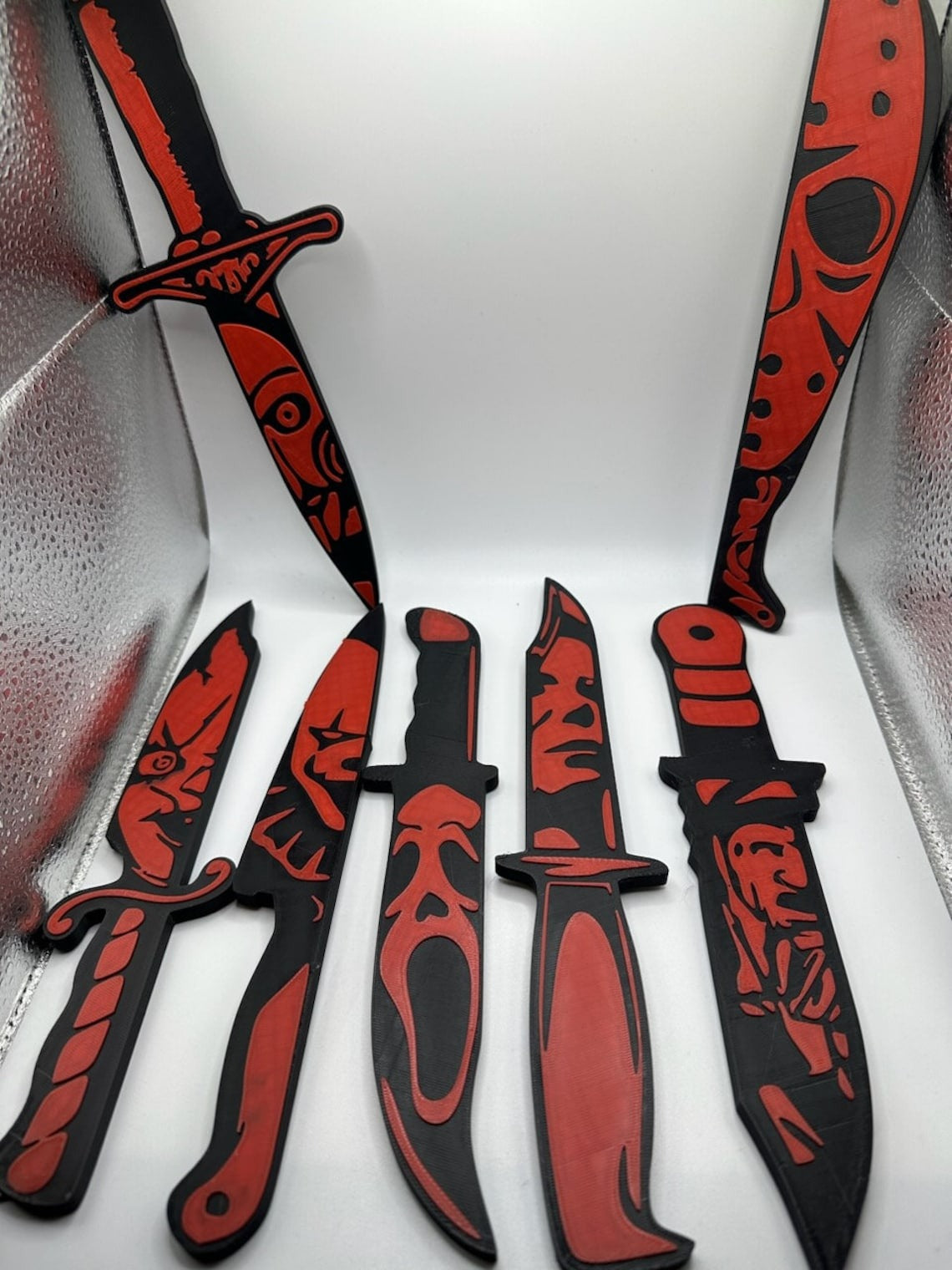 8 Pieces Wooden Horror Movies Characters 3D Knife Set, Horror Movies Fan Gift, Halloween Gift