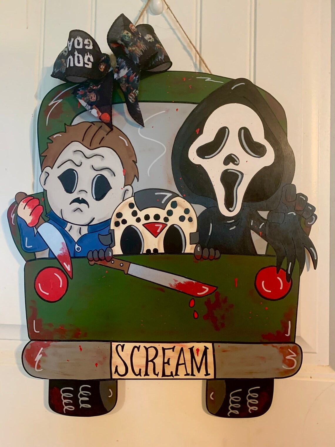 Horror Car Ride Don't Go to Sleep Personalized Horror Movie Truck Door Hanger, Halloween Gifts