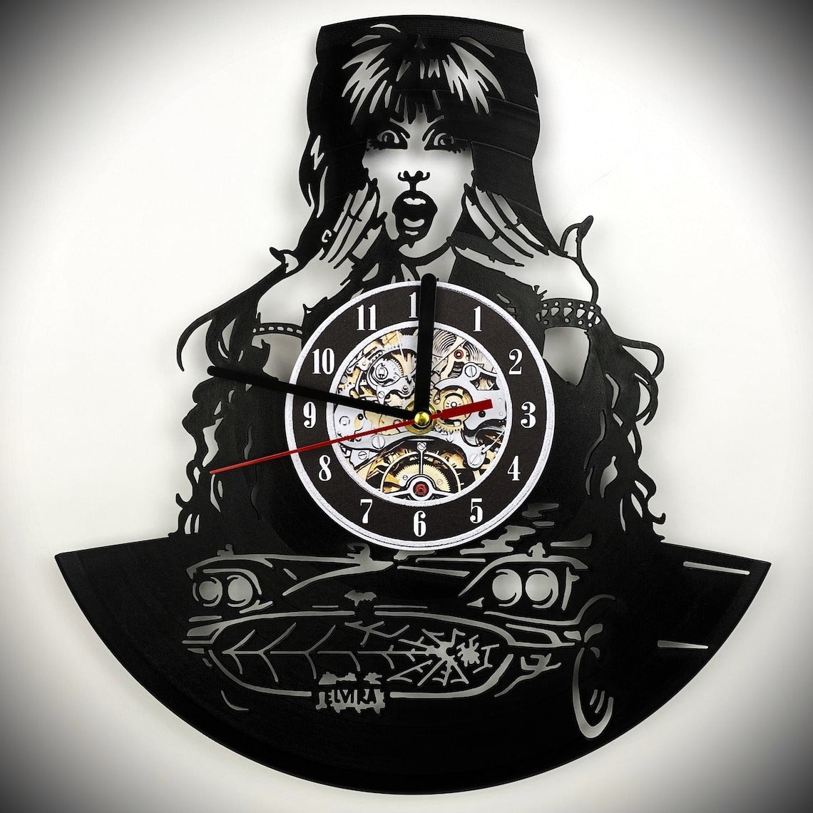 Elvira Inspired Vinyl Classic Clock, Horror Movie Lover Gift, Halloween Decor