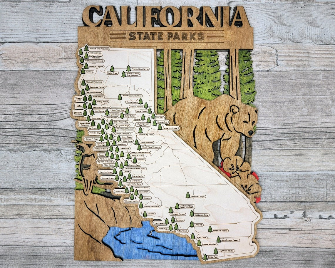 California State Park Map, Personalized Travel Map, Gift For Travelers