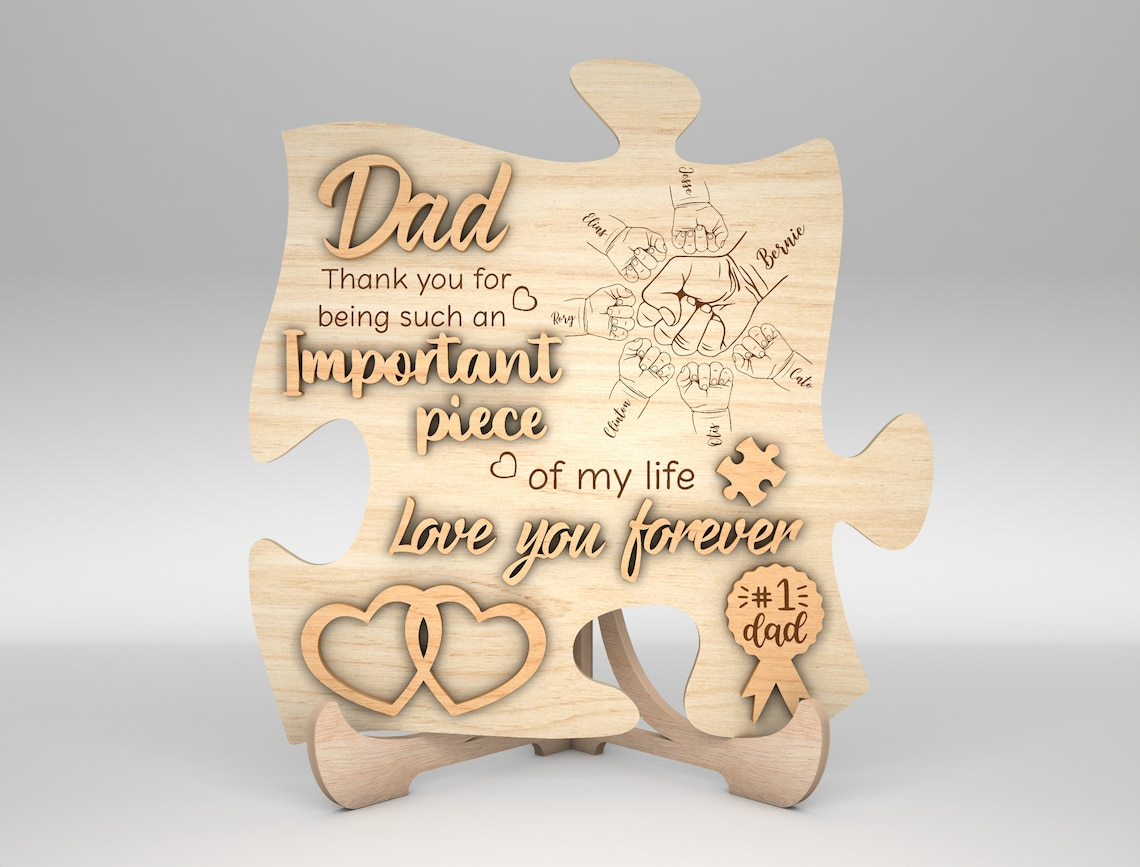 Personalized Dad And Kid Hands Stand Decor, Dad Piece Sign, Gift for Dad, Fathers Day Gifts
