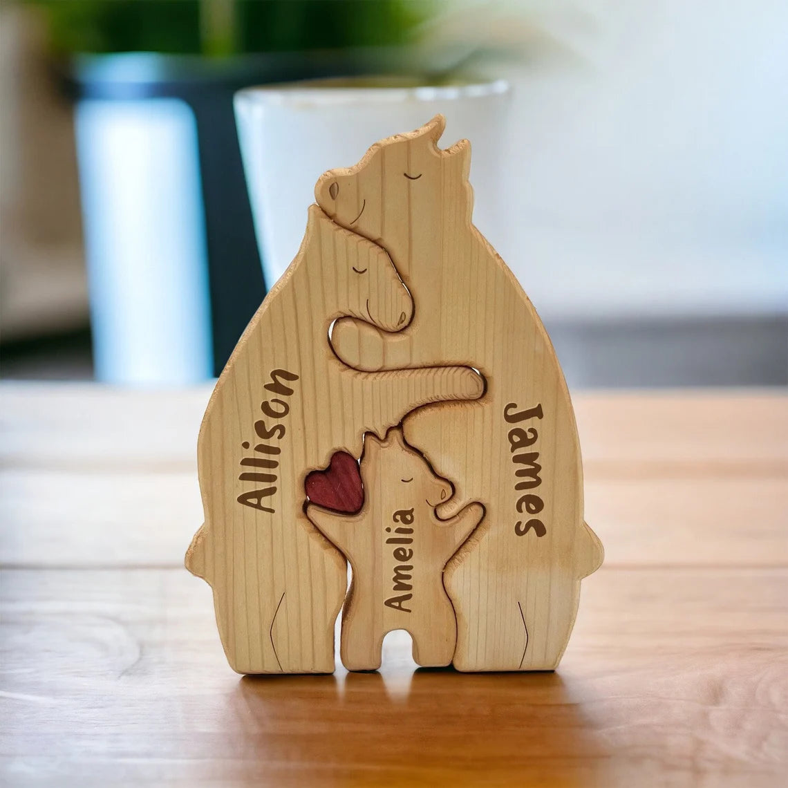 Personalize Engraved Wood Bear Family, Family Puzzle, Mother's Day Gift, Family Gift Idea