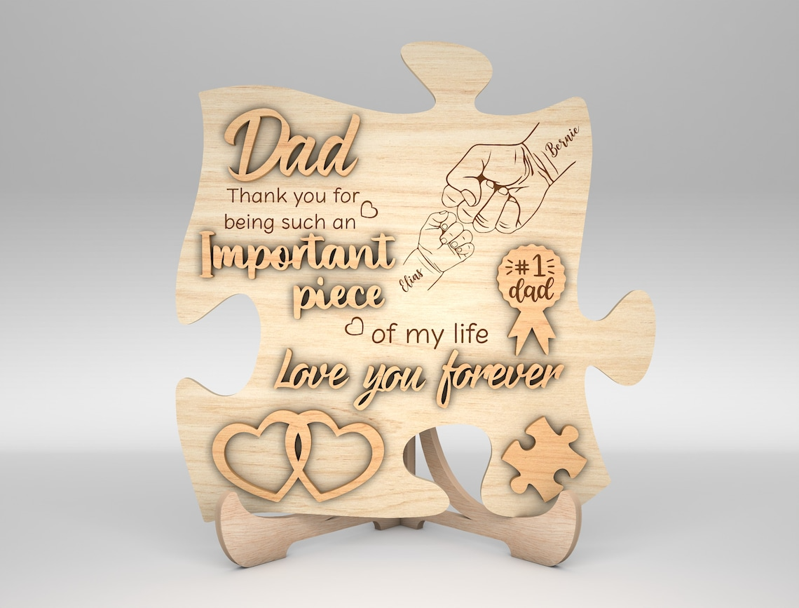 Personalized Dad And Kid Hands Stand Decor, Dad Piece Sign, Gift for Dad, Fathers Day Gifts